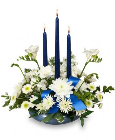 Bright White Blue Flower Bouquet