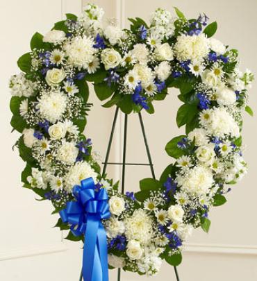 Blue and White Open Heart Flower Bouquet