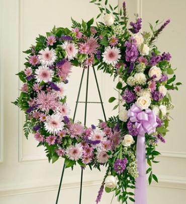 Lavender and White Standing Wreath
 Flower Bouquet
