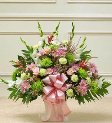 Heartfelt Tribute Pastel Floor Basket Arrangement
 Flower Bouquet
