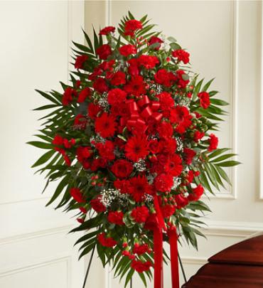 Deepest Sympathies Standing Spray - Red This Sympathy Standing Flower Bouquet