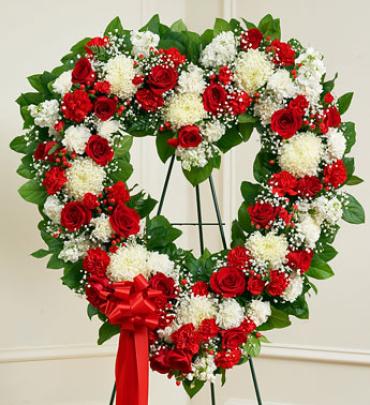 Red and White Open Heart Flower Bouquet