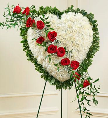White Heart with Red Rose Break Flower Bouquet