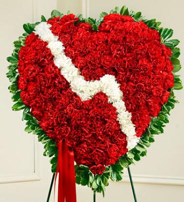 Red and White Standing Broken Heart Flower Bouquet