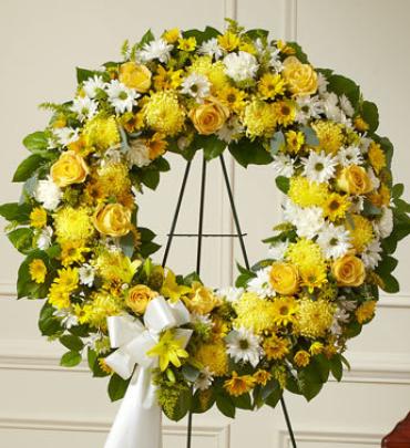 Serene Blessings Yellow Standing Wreath
 Flower Bouquet