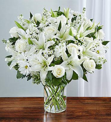 White Sympathy Vase Arrangement Flower Bouquet
