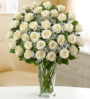 Ultimate Elegance Long Stem Roses - White Flower Bouquet