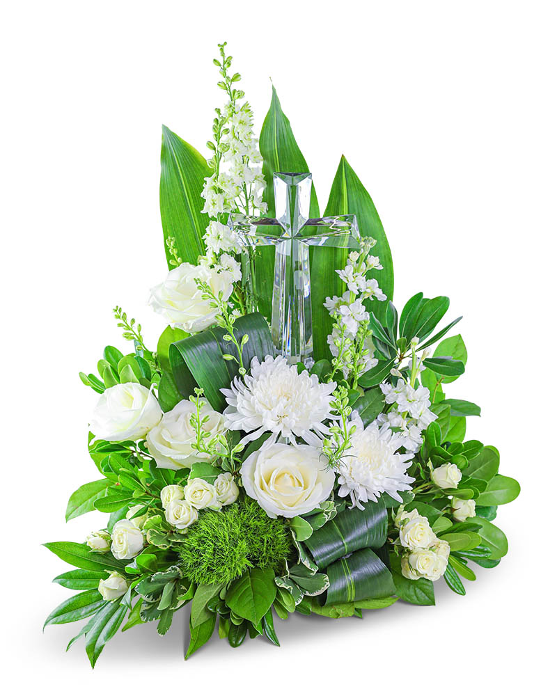 Eternal Peace Cross Surround Flower Bouquet