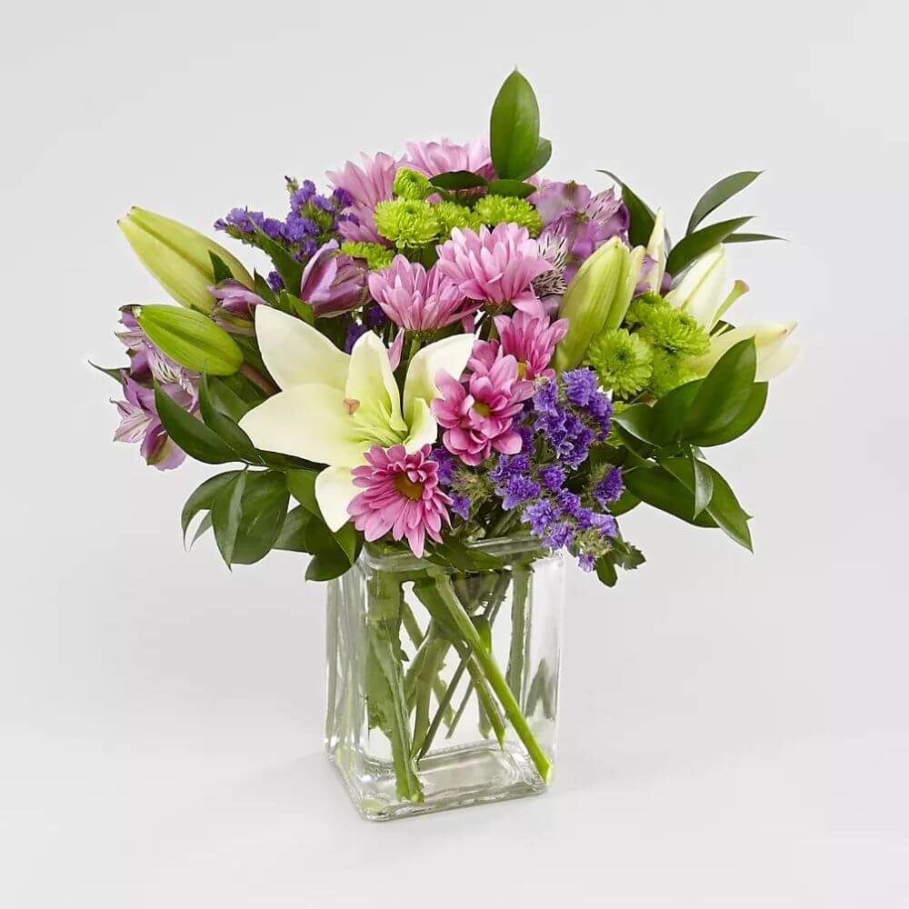 Lavender Fields Mixed Flower Bouquet with Vase Flower Bouquet