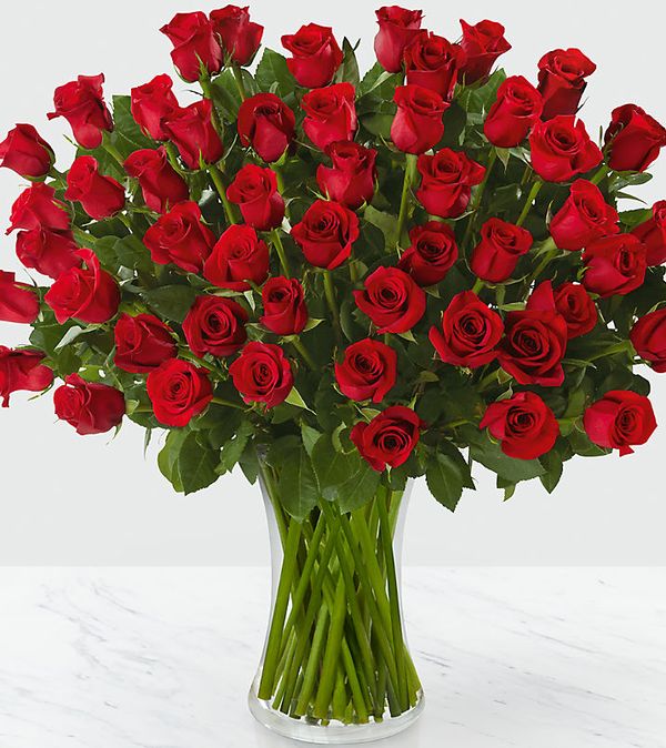 Fifty Long Stem Red Roses Flower Bouquet
