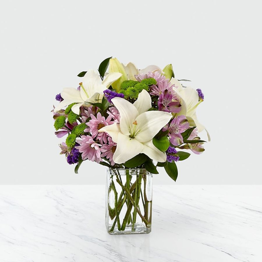 Lavender Fields Mixed Flower Bouquet with Vase Flower Bouquet