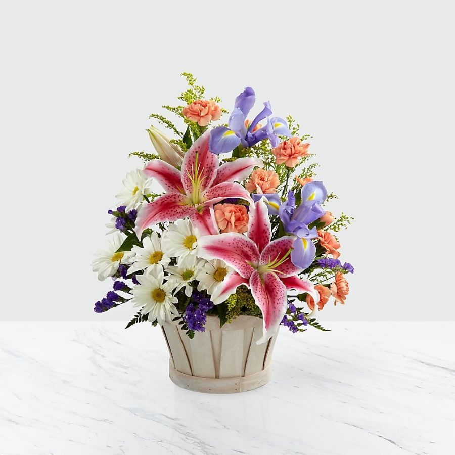 The Wondrous Nature Bouquet Basket Included Flower Bouquet