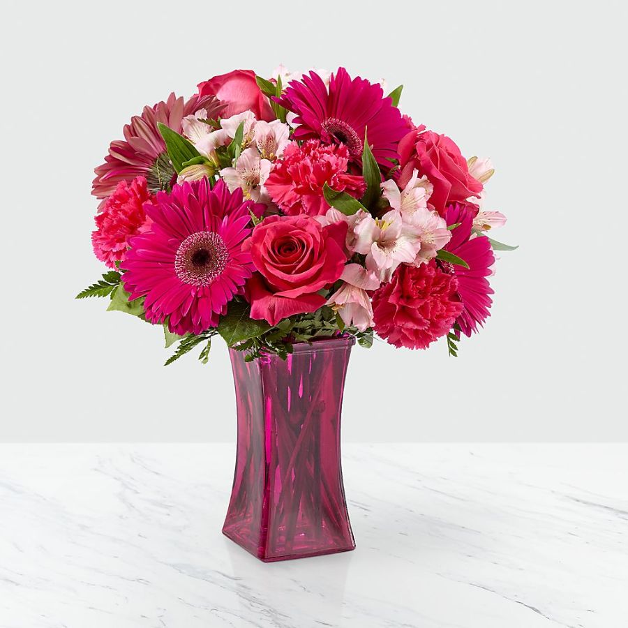 Raspberry Rush Bouquet- Vase Included Flower Bouquet