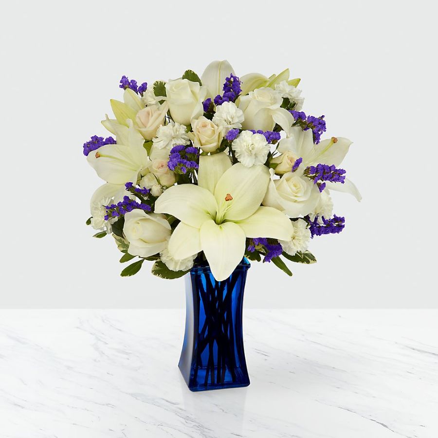 Beyond Blue Bouquet - Vase Included Flower Bouquet