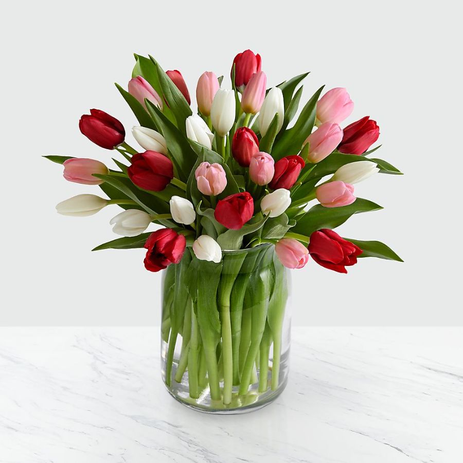 Here in My Heart Tulip Bouquet - Vase Included Flower Bouquet