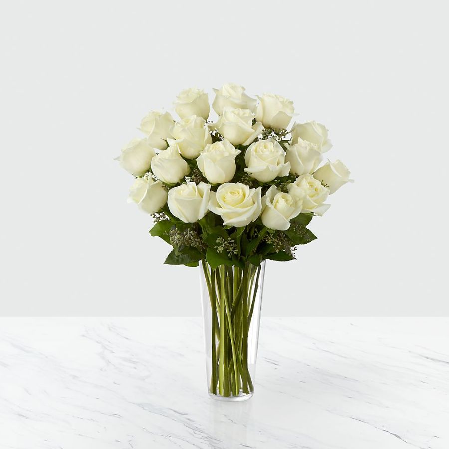 The White Rose Bouquet - Vase Included Flower Bouquet