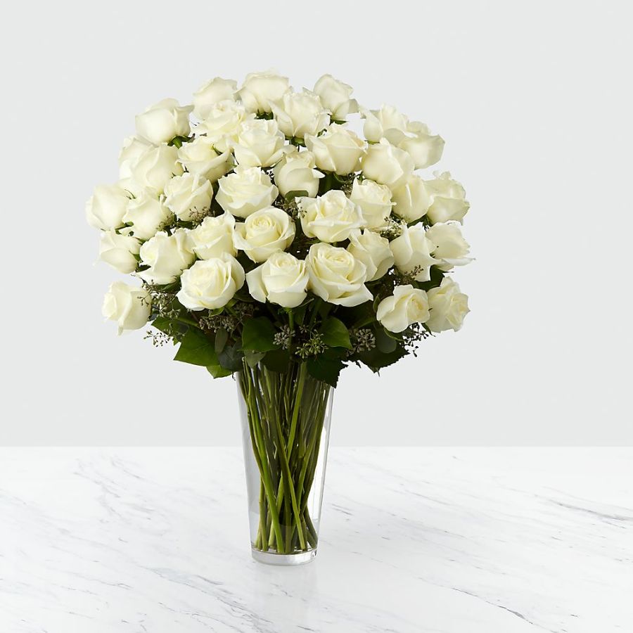 The White Rose Bouquet - Vase Included Flower Bouquet