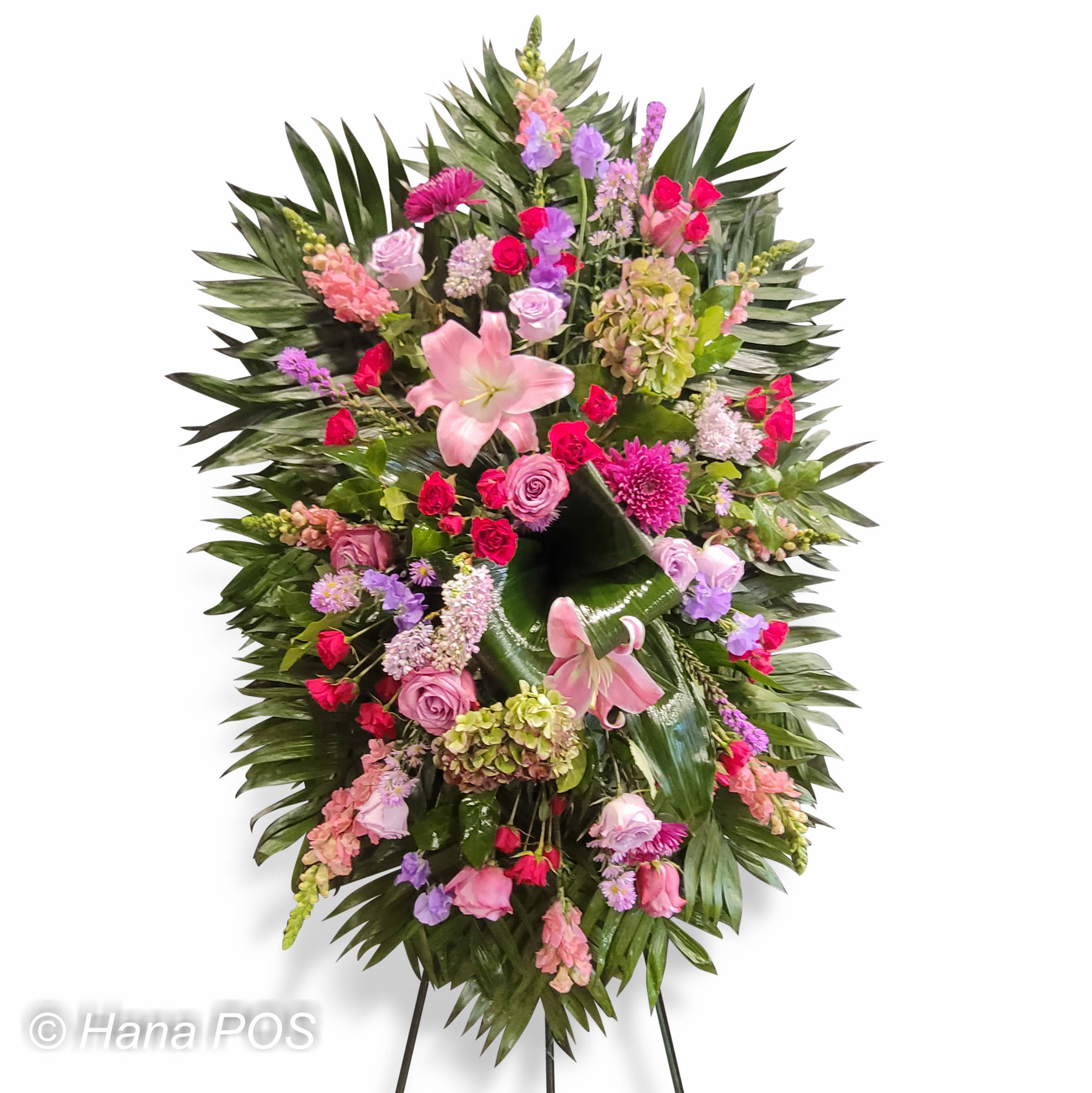 Hana Florists  Blessings In Red Rose Open Heart Funeral Wreath