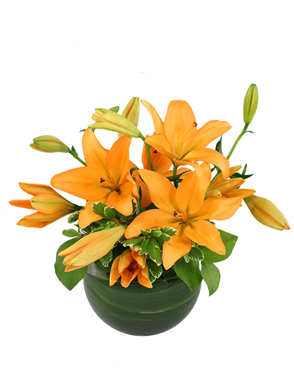 Orange Lily Bowl Flower Bouquet
