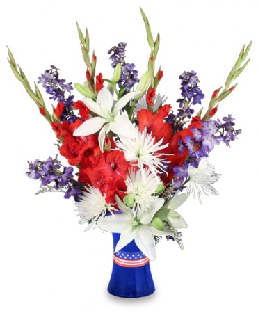 Red White True Blue Flower Bouquet
