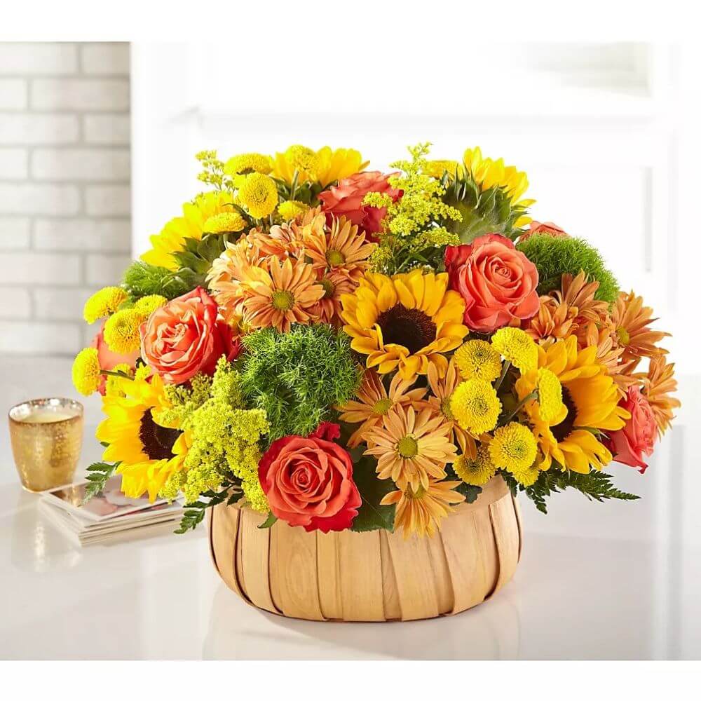 Harvest Sunflower Basket Flower Bouquet