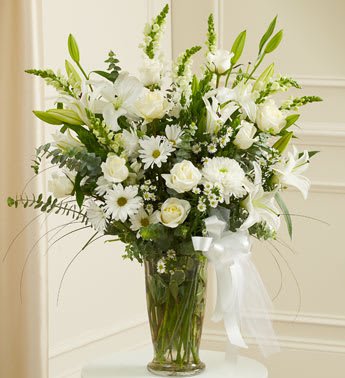 Beautiful Blessings White Vase Arrangement Flower Bouquet