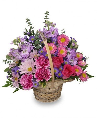 Sweetly Spring   Basket Flower Bouquet