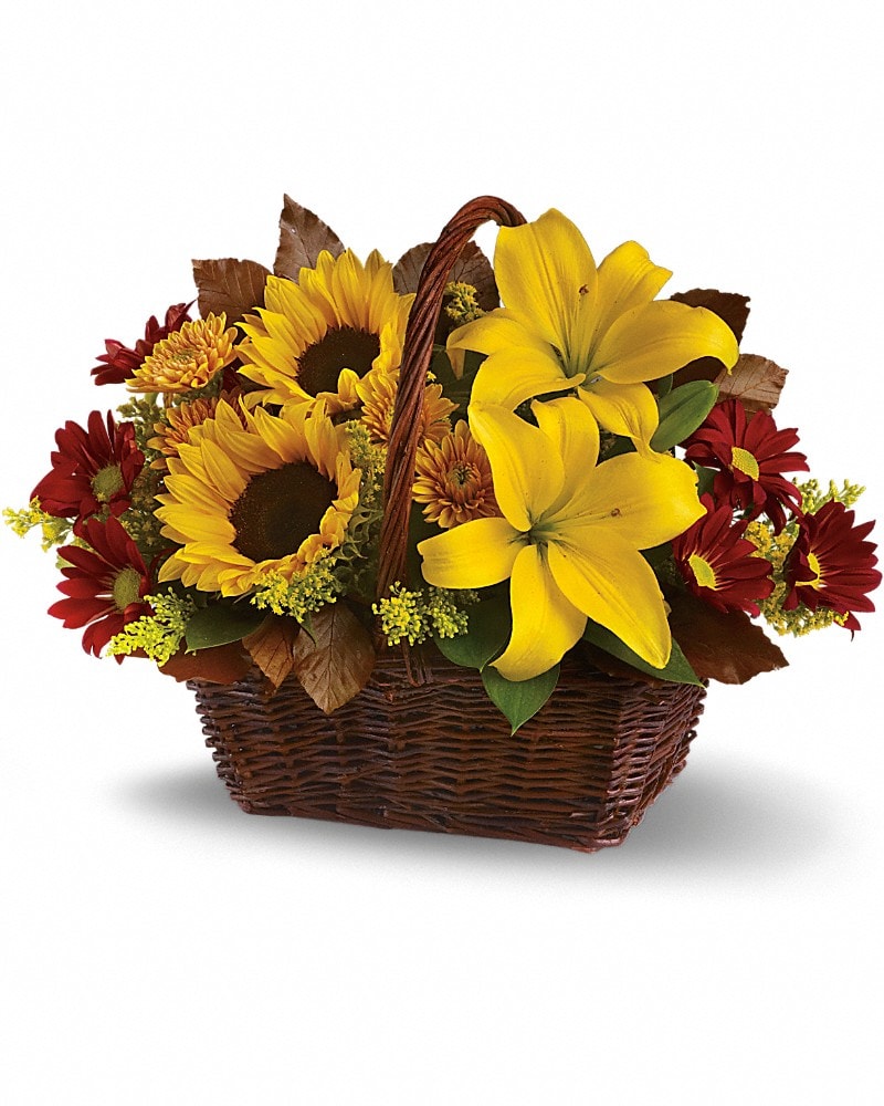 Golden Days Basket Flower Bouquet