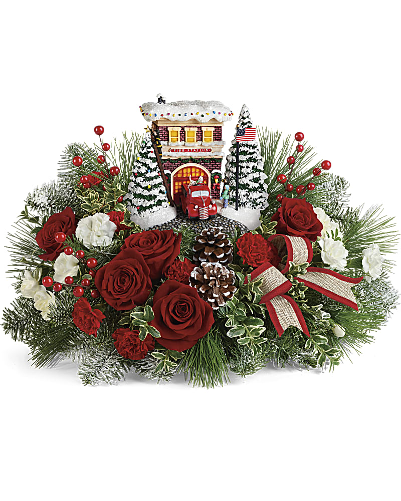 Thomas Kinkade's Festive Fire Station Bouquet Teleflora