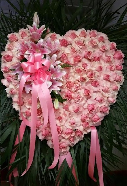 Pink Rose Heart with Flower Cluster