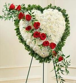 White Heart with Red Roses