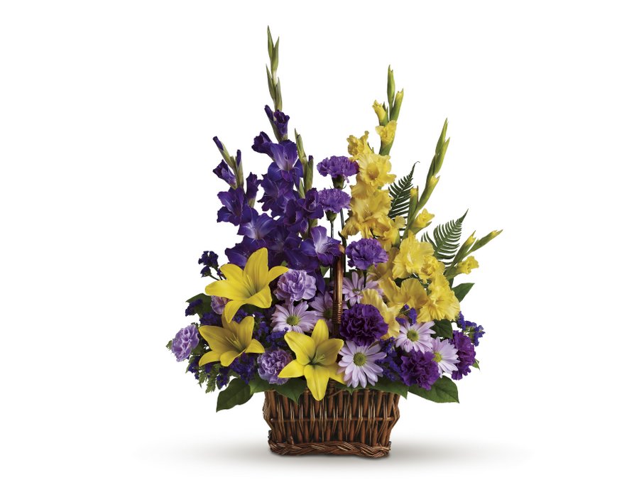 Purple & Yellow Basket Arrangement