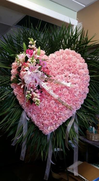 Pink Carnation Heart with Flower Cluster