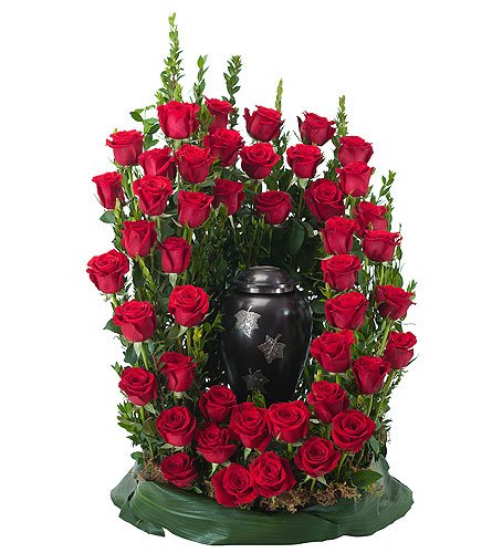 Red Rose Urn Surround Tribute