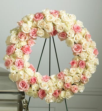 White & Pink Rose Wreath