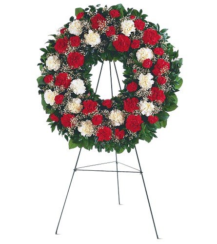 Red & White Carnation Wreath