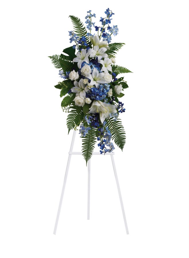 Blue & White Standing Spray Flower Bouquet