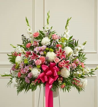 Mixed Pink Standing Basket Flower Bouquet