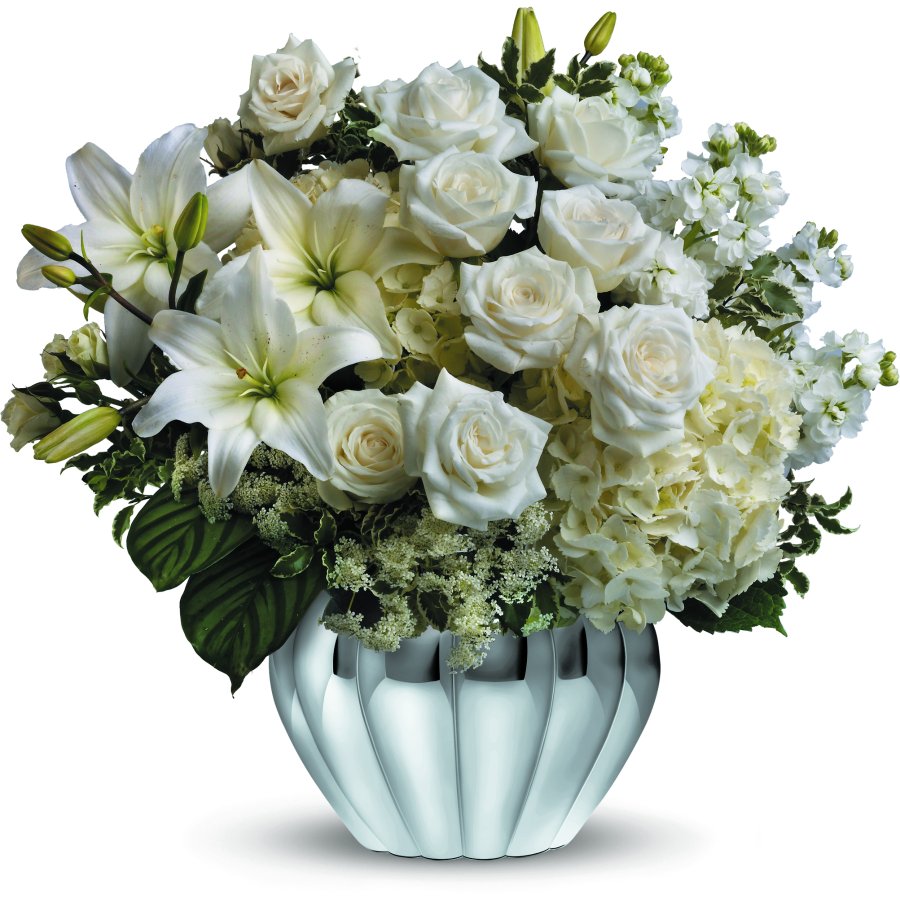 All White Vased Arrangement Flower Bouquet