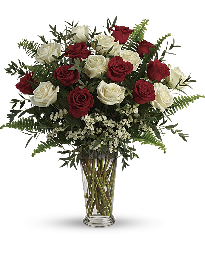 18 Red and White Roses - Yours Truly Bouquet Flower Bouquet