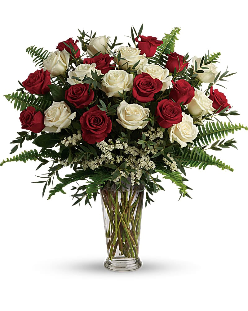 18 Red and White Roses - Yours Truly Bouquet Flower Bouquet