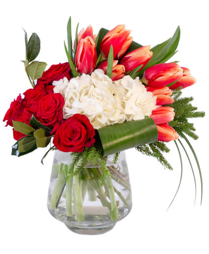 ROYAL RED & WHITE Flower Bouquet