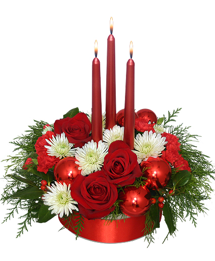RED REFLECTIONS  Holiday  Centerpiece Flower Bouquet