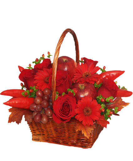 THE RICHNESS OF RED  Flower   Basket